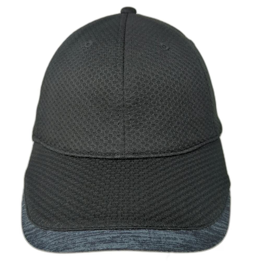 Tek Gear Baseball Cap Black Gray One Size Mesh Strapback Pattern Brim Hat Run